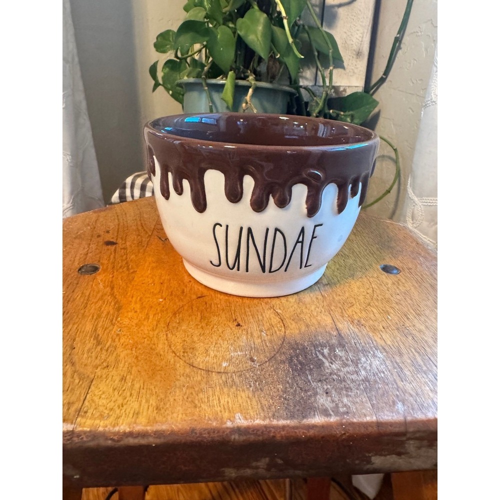 Rae Dunn SUNDAE chocolate drippings bowl ice cream 5.5"